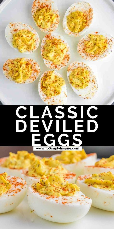 Several deviled eggs garnished with paprika arranged on a white plate. Healthy Deviled Eggs, Classic Deviled Eggs, Devilled Eggs Recipe Best, Deviled Eggs Recipe Classic, Best Deviled Eggs, Deviled Eggs Easy, Deviled Eggs Classic, Easter Dinner Recipes, Thanksgiving Cooking