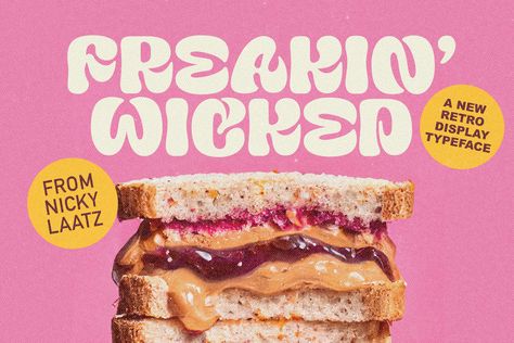 Freakin Wicken Display TYpeface on Behance Sweet Burger, Fresh Kitchen, Food Graphic Design, Food Poster Design, Retro Groovy, Display Font, Food Poster, Nature Backgrounds, Bagels