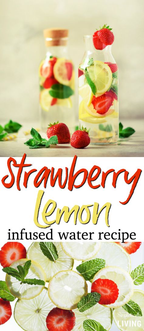 Strawberry Lemon Infused Water Recipe - a delicious fruit infused water recipe to keep your water from being boring. #water #waterinfused #fruitinfused Flavor Water With Fruit, Water Drinks With Fruit, Fruit To Put In Water, How To Make Infused Water, Water Flavor Ideas, Best Infused Water, Fruit In Water, Water With Fruit, Water And Fruit