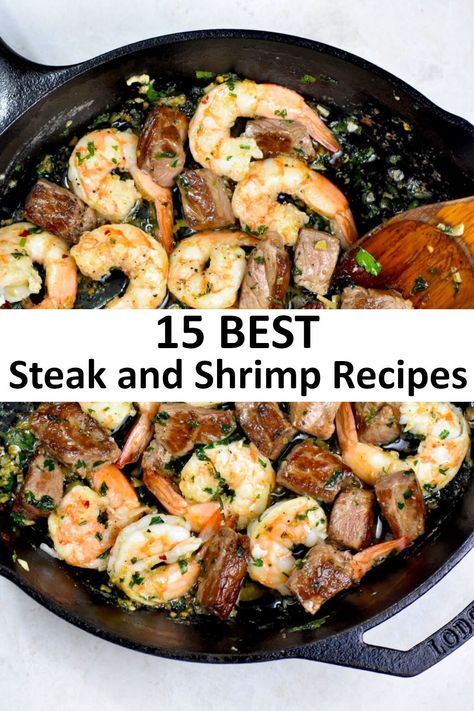 The 15 BEST Steak and Shrimp Recipes - GypsyPlate Steak And Shrimp Rice Bowl, Steak And Shrimp Dinner Ideas, Dinner Ideas With Shrimp, Steak And Shrimp Recipes, Surf And Turf Dinner, Steak Dinner Ideas, Steak Shrimp, Steak And Broccoli, Supper Tonight