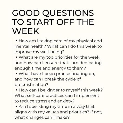 How To Think For Yourself, Start Of The Week Check In, Questions To Make You Think, Get To Know Me Uncomfortably Well, How To Focus On Yourself, Weekly Intentions, Hard Questions To Ask, Meaningful Questions, Start Week