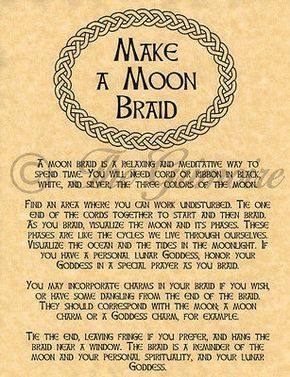 Moon Braid, Wiccan Crafts, Moon Spells, Pagan Crafts, Wiccan Witch, Eclectic Witch, Magick Spells, Wiccan Spell Book, Book Of Shadow