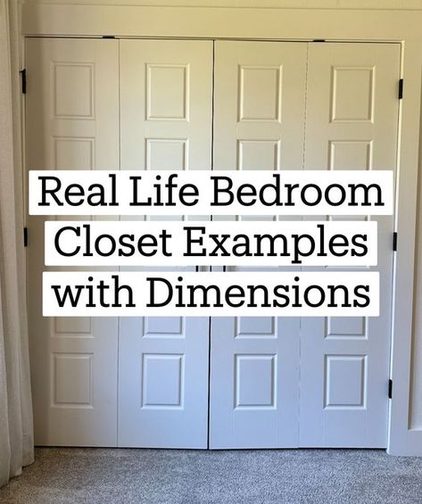 Real Life Bedroom Closet Examples with Dimensions Bedroom Closet Design With Mirror, Small Closet Dimensions, Closet Evolution Ideas, Standard Closet Design Layout, 3 X 8 Closet Layout, Long Wall Closet Ideas, 3 X 5 Closet Layout, 12x12 Closet Layout, Wall Of Closets Built Ins Bedroom