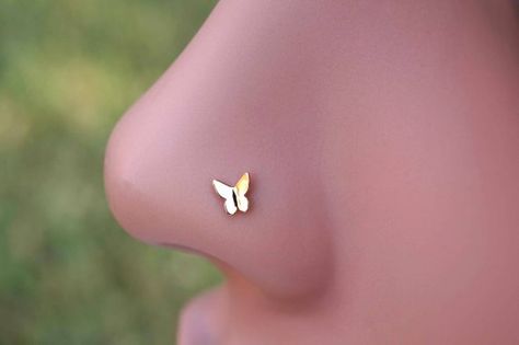 Butterfly 14kt Rose Gold Nose Ring Rose Gold Nose Stud Boho Nose Ring Boho Nose Ring, Rose Gold Nose Stud, Cute Nose Rings, Rose Gold Nose Ring, Nose Bone Stud, Cute Nose Piercings, Nose Ring Jewelry, Gold Nose Ring, Opal Nose Ring