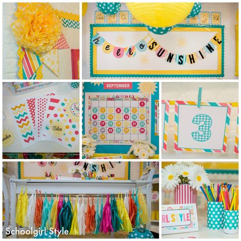 Sunshine Classroom Theme, Yellow Classroom, Sunshine Classroom, Modern Teacher, Classroom Decor High School, Classroom Makeover, Class Theme, Classroom Decor Themes, First Grade Classroom