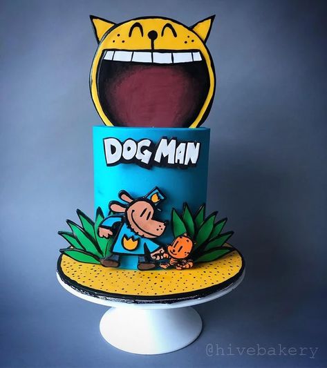 Dogman Cake, Dog Man Cake, Dog Man Birthday Party, Man Birthday Party Decorations, Dog Man Party, Man Party Ideas, Man Birthday Party Ideas, Man Birthday Party, Dav Pilkey