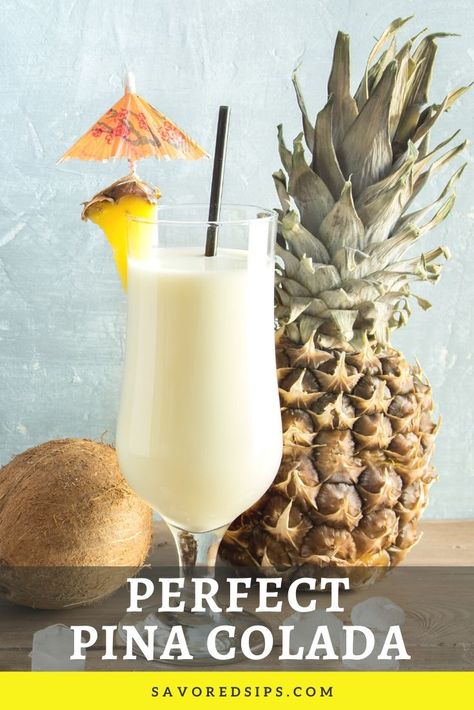 Pina Colada is the perfect summer cocktail with its tropical pineapple and coconut flavors. | Fruity Cocktails | Summer Drinks | Tropical Cocktails #coconut #cocktails #pinacolada Creamy Pina Colada Recipe, Creamy Pina Colada, Coconut Cocktails, Cocktail Recipes Tequila, Frozen Pina Colada, Rum Drinks Recipes, Cocktails Summer, Pina Colada Cake, Summer Drink Cocktails