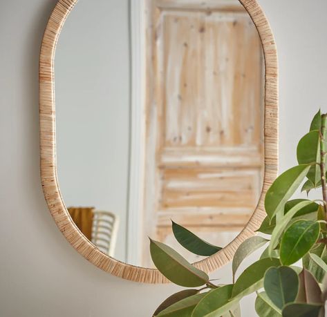 OPPHEM Mirror - rattan - IKEA Ikea Stockholm, Ikea Mirror, Ikea Website, Mirror Wall Bedroom, Rattan Mirror, Free Mirror, Large Wall Mirror, Ikea Family, Handmade Baskets