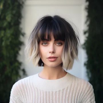 40 Best Shaggy Bob with Bangs Haircut Ideas Short Hair With Shadow Roots, Short Shag Ombre Hair, Shoulder Length Shaggy Bob, One Length Bob With Bangs, Shadow Root Blonde Short Bob With Bangs, Short Shag Bob With Bangs, Short Brown Bob With Bangs, Ombre Bob With Bangs, Short Wolfcut/shag