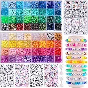 QUEFE 2350pcs, 64 Colors, Pony Beads for Bracelet Making Kit, Rainbow Kandi Beads Friendship Bracelet Kit, Letter Beads and Elastic Strings for Bracelet Necklace Making, Craft Gifts Set for Girls Bracelet Making Kit Aesthetic, Bracelet Making Kit Beads, Rainbow Kandi, Pulseras Kandi, Friendship Bracelet Kit, Kandi Beads, Hosting Ideas, Bracelet Making Kit, Bracelet Materials