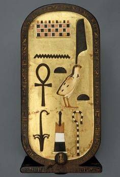 Chest of Tutankhamun In the shape of a cartouche, this gilded wood chest from King Tutankhamun's tomb is inlaid with ivory, ebony, and various colored pastes. A cartouche is an oval figure enclosing a sovereign's name. Starověký Egypt, King Tutankhamun, Ancient Egyptian Artifacts, Egyptian Kings, Egyptian Artifacts, Egypt History, Egyptian Symbols, Egypt Art, Tutankhamun