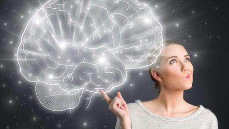 Woman thinking with brain graphic Varicose Veins Exercises, Pranic Healing Meditation, Increase Brain Power, Spiritual Movies, Memory Supplements, Bone Broth Diet, Body Massage Techniques, Improve Your Memory, Medical Animation