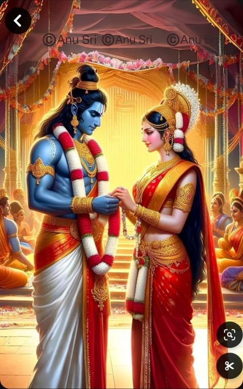 Ram Sita Marriage Image, Ram Sita Kalyanam, Sita Ram Kalyanam Images, Ram Sita Wedding, Sia Ram, Ram Sita Image, Marriage Wall Art, Ram Sita Photo, Marriage Images