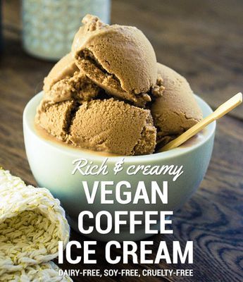 Rich and creamy vegan coffee ice cream Vegan Coffee Ice Cream, Coffee Ice Cream Recipe, Coconut Milk Ice Cream, Vegan Ice Cream Recipe, Vegan Coffee, Coconut Dessert, Dairy Free Ice Cream, Types Of Desserts, Milk Ice Cream