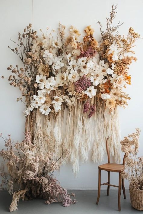 "Bring the beauty of nature indoors with a DIY Dried Flower Wall Hanging! 🌸🧵 This project adds a delicate, rustic touch to your home decor. 🌿✨ #DIYHomeDecor #DriedFlowers #WallArt" Dried Flower Wall Hanging, Rope Wall Hanging, Dried Flower Wall, Rope Wall, Flower Wall Hanging, Dried Flower Wreaths, Flower Installation, Flower Arrangements Simple, Hanging Flower Wall