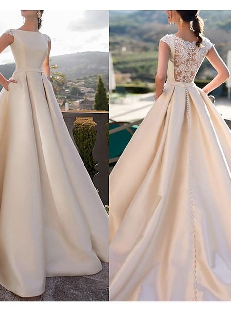 Royal Bridal Dresses, Royal Style Wedding, Wedding Dresses A Line, Satin Bridal Gowns, Style Royal, Estilo Real, Evening Dresses Cocktail, Royal Style, Formal Dresses For Weddings