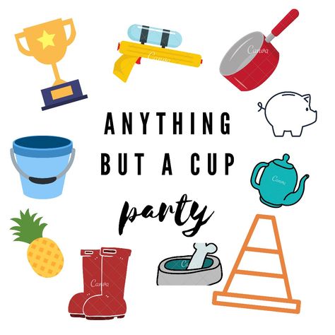 Funny Themed Parties For Adults, Anything But A Cup Party Ideas Funny, Single Taken Cups Party, Anything But Cup Party, Anything But A Cup Party Ideas, Anything But A Cup, Hillbilly Wedding, Party Cups Single Taken, Cup Party Ideas