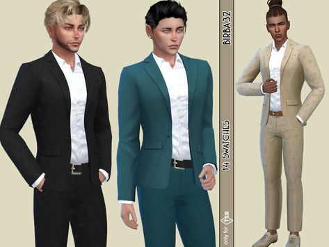 Silk White Shirt, Suit For Man, Formals For Men, Mens Tux, Formal Dress For Men, Black Men Suits, Casual Suits Men, Sims 4 Men Clothing, Social Clothes