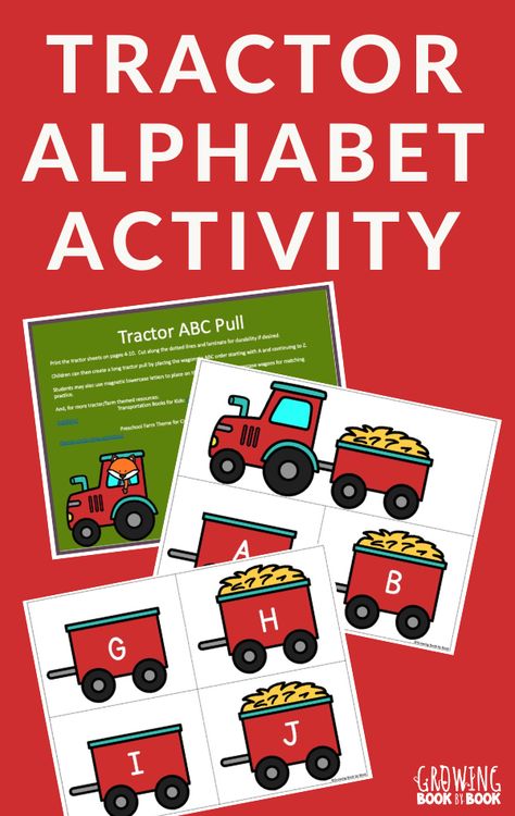 A free printable tractor alphabet activity to work on letter recognition and sequencing for toddlers and preschoolers. #tractors #alphabetactivities #toddlers #GrowingBookbyBook Farm Vehicles Preschool, Shape Tractor Preschool, Farm Theme Letter Activities, Preschool Tractor Activities, Farm Letter Activities Preschool, Prek Themes, January Preschool, Teaching Letter Sounds, Preschool Farm