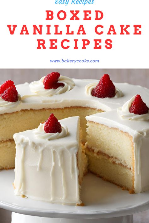 Boxed vanilla cake recipes offer convenience without compromising taste. These recipes typically involve combining boxed vanilla cake mix with eggs, oil, and water, then baking until fluffy and golden. With minimal effort, you can create delicious vanilla cakes perfect for any occasion, satisfying your sweet cravings effortlessly. Vanilla Cake Box Recipes, Bakery Quality Cake Recipe, Vanilla Box Cake Mix Recipes, French Vanilla Cake Mix Recipes, Vanilla Cake Mix Recipes, Vanilla Cake Recipes, Strawberry Vanilla Cake, French Vanilla Cake, Boxed Cake Mixes Recipes