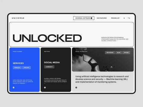 UNLOC3D - Website Concept Minimalism Web Design, Science Websites, Minimal Website Design, Website Concept, Creative Technology, 포트폴리오 레이아웃, Websites Inspiration, Ux Mobile, Websites Design