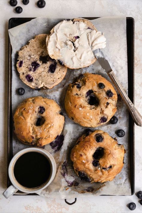 Blueberry Muffins Gluten Free, Blueberry Bagels, Aip Paleo Desserts, Paleo Blueberry Muffins, Breakfast Bagels, Bakery Style Blueberry Muffins, White Grape Juice, Blueberry Bagel, Muffins Gluten Free