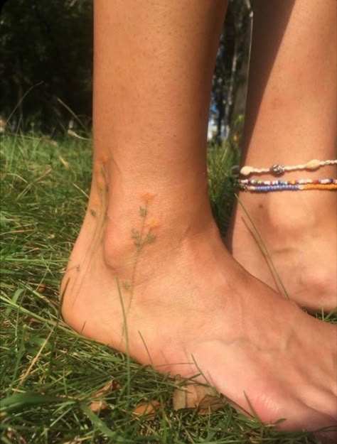 Sustainable Tattoo Ideas, Light Pink Tattoo Ink, Peach Pit Tattoo, Pink Symbolism, Colorful Small Tattoos, Foot Flower Tattoos, Granola Tattoo Ideas, Alex G Tattoo, Environmental Tattoo