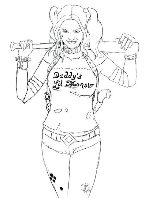 Harley Quinn Coloring Pages Ideas - Free Coloring Sheets Harley Quinn Coloring Pages, Harley Quinn Tattoo, Litle Girls, Batman Cartoon, Harley Quinn Drawing, Superhero Coloring, Monster Coloring Pages, Monsieur Madame, Harley Quinn Art