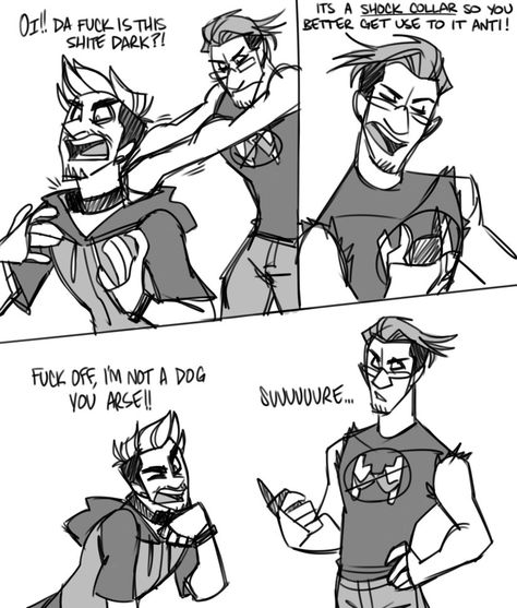 Septiplier Comic, Septiplier Fanart, Antisepticeye Fanart, Jacksepticeye Fan Art, Darkiplier And Antisepticeye, Youtube Memes, Jack And Mark, Shock Collar, Youtube Gamer