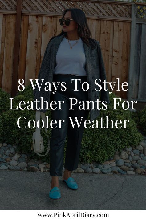 Elevate your cold weather wardrobe with my latest chic fall fashion blog post featuring 8 ways to style leather pants. From what tops to wear with leather pants to faux leather pants fashion tips, this leather pants styling guide will help you create effortlessly fashionable ensembles that turn heads. Click the link to read more today and learn how to style leather pants this fall! Leather Pants Styling, How To Style Leather Pants, Faux Leather Pants Outfit, Style Leather Pants, Chic Fall Fashion, Pleather Pants, Leather Pants Outfit, Styling Guide, Chic Blazer