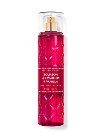 Bourbon Strawberry & Vanilla Fine Fragrance Mist  | Bath & Body Works Bourbon Strawberry And Vanilla, Bath And Body Works Products, Strawberry Scented Products, Bath Body Works Perfume, Bath N Body Works, Bath And Body Works Perfume, Bath And Bodyworks, Cream Lotion, Fragrance Mist