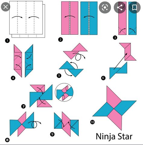 Origami Ninja Star Step By Step, Origami Instructions Step By Step, Ninja Origami, Origami Star Instructions, Ninja Star Origami, Ninja Crafts, Origami Instructions For Kids, Origami Stella, Paper Ninja Stars