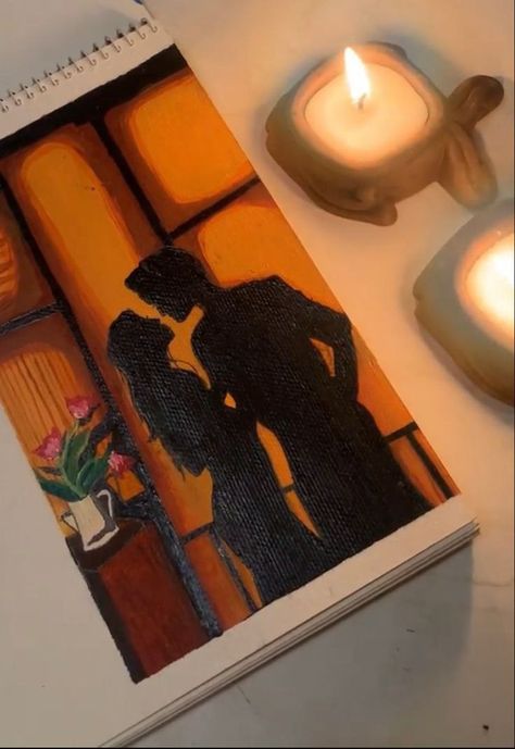 Easy Painting Ideas On Canvas Boyfriend, Romantic Painting Ideas Easy, Paintings For Significant Other, Canvas Painting Ideas Aesthetic Quotes, Valentines Day Paintings On Canvas Easy For Boyfriend, Aesthetic Couple Painting, Couple Painting Aesthetic, Romantic Canvas Painting, Paintings For Boyfriend