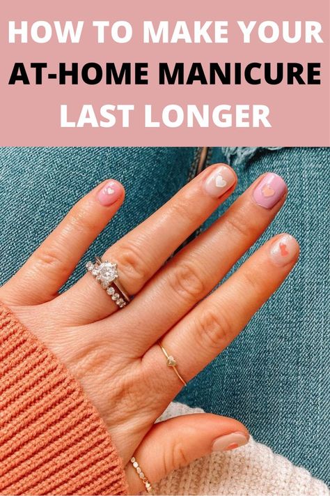 This contains: How to make your at-home manicure last longer How To Keep Nail Polish From Chipping, Doing Nails At Home, Long Lasting Manicure, No Chip Manicure, Chipped Nail Polish, Clean Beauty Makeup, Nontoxic Skincare, Nail Polish Hacks, No Chip Nails