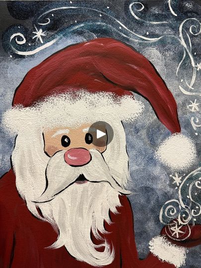 Christmas Paintings Easy, Painting Santa, Santa Paintings, Paint And Sip, Santa Clause, Christmas Paintings, Just In Time, In Time, Santa Claus