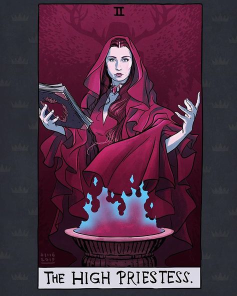 2. THE HIGH PRIESTESS 🔥 #gameofthrones #got #tarot #tarotcards #melisandre Melissandre Game Of Thrones, Melisandre Game Of Thrones, Game Of Thrones Cards, Dessin Game Of Thrones, Game Of Thrones Facts, Game Of Thrones Artwork, The High Priestess, Got Characters, Game Of Thrones Quotes