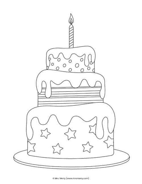 Cake Coloring Pages, Coloring Birthday Cards, Cake Coloring, Cartoon Birthday Cake, Happy Birthday Drawings, Diy Cake Topper Birthday, 37 Birthday, Happy Birthday Coloring Pages, Cake Drawing