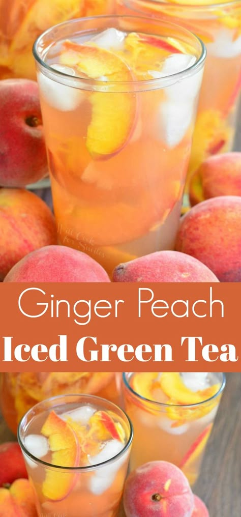 Flavored Tea Recipes, Summer Tea Recipes, Flavored Lemonade, Sweet Tea Recipes, Honey Drink, Tea Drink Recipes, Green Tea Recipes, Iced Green Tea, Peach Ice Tea