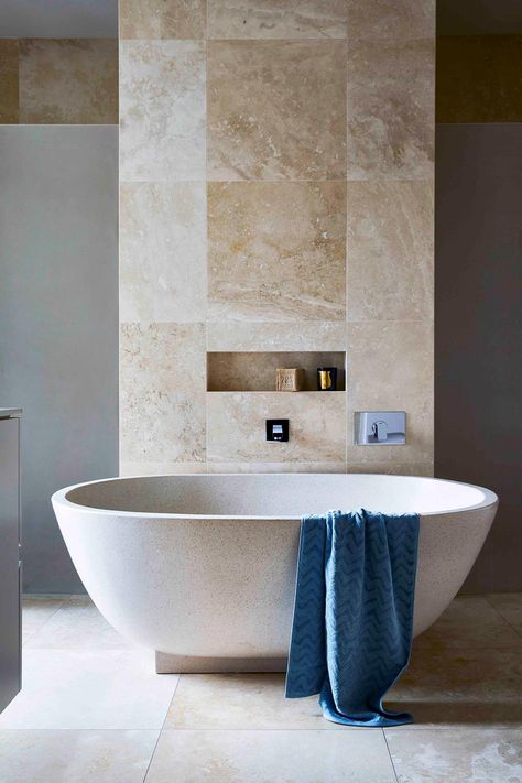 Travertine trend: 8 rooms where travertine tiles triumph Bronze Shower Door, Modern Spanish Style Homes, Travertine Tile Bathroom, Modern Spanish Style, Travertine Floor Tile, Travertine Bathroom, Travertine Tiles, Maximalist Interior, Mediterranean Style Home