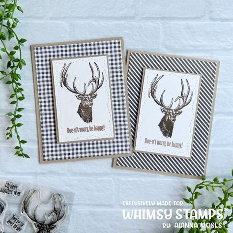 The new Oh Deer set from @whimsystamps is so fun and creates quick and easy cards which can definitely have a very masculine feel to it if you want. All details are on my blog Guys Birthday, Deer Stamp, Quick And Easy Cards, Buck And Doe, Man Cards, Handmade Card Making, Easy Cards, Stamps Collection, Whimsy Stamps