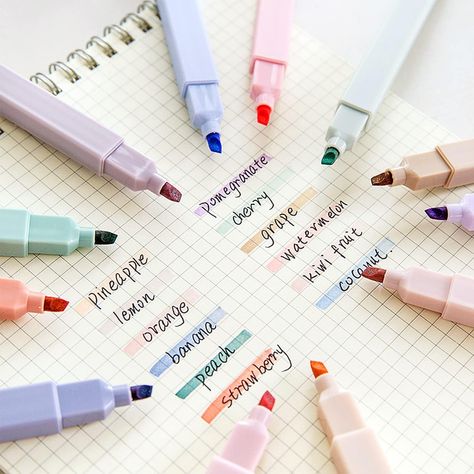 Wide Applications: These bible cute highlighters are suitable for school, college, home, office, even travel diary, schedule, work, study, notes, etc. They are also wonderful gifts for family and friends. Pastel Markers, Desk Organizing, Pastel Highlighter, Cute Stationary School Supplies, Kawaii School Supplies, Highlighter Set, Pen Diy, School Desk, Korean Stationery