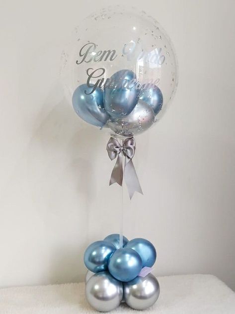 Tulle Balloons, Baby Boy Balloons, Boy Baby Shower Centerpieces, Balloon Bouquet Diy, Balloons Photography, Its A Boy Balloons, Transparent Balloons, Diy Balloon Decorations, Balloon Stands