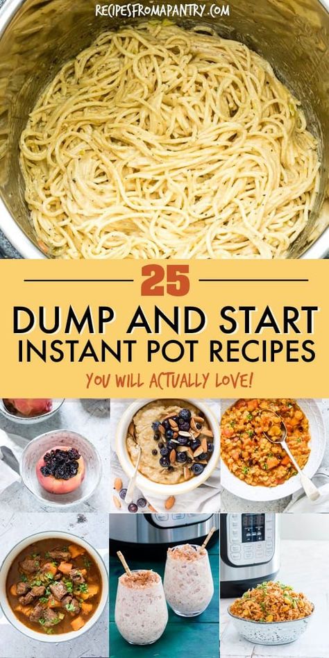 This awesome collection of tried and tested Dump and Start Instant Pot Recipes includes a variety of delicious and easy breakfasts, soups and stews, main dishes, side dishes and desserts. Just dump in the Instant Pot, press start and the magic pot will do the rest #Instantpotrecipes #pressurecookerrecipes #easyrecipes #dumpandstartrecipes #dumprecipes #recipes #instantpotdumprecipes #pushandstartrecipes Instant Pot Dump, Easy Breakfasts, Homemade Hamburger, Pot Recipes Easy, Dump Meals, Hamburger Helper, Best Instant Pot Recipe, Instant Recipes, Instant Pot Dinner Recipes