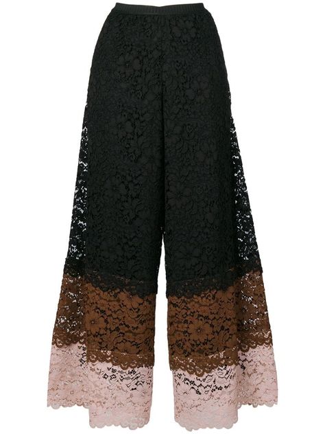 Antonio Marras lace cropped trousers - Black Lace Palazzo Pants, Uniqlo Women Outfit, Palazzo Pants Outfit, Antonio Marras, Lace Pants, Pants Skirt, Salwar Kameez Designs, Cropped Trousers, Palazzo Pants