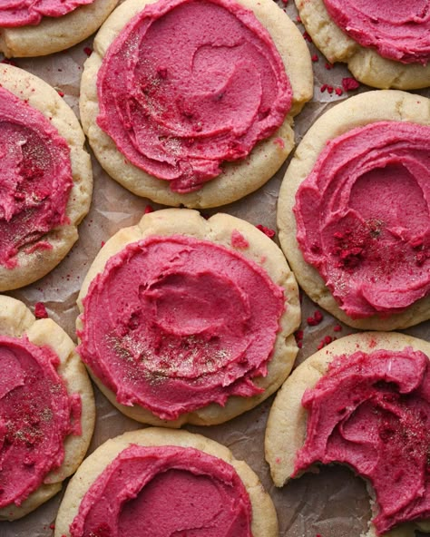 Raspberry Lemon Sugar Cookies | Buttermilk by Sam Raspberry Frosting, Raspberry Buttercream, Baking Lessons, Spring Dessert, Lemon Sugar Cookies, Dried Raspberries, Delectable Desserts, Lemon Sugar, Lemon Cookies