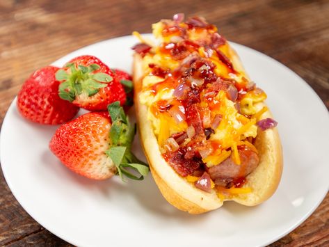 Elevated Hot Dogs, Breakfast Hot Dog, Dog Breakfast, Ultimate Breakfast, Hot Dog Recipes, Homemade Cheese, Truck Ideas, Best Breakfast Recipes, Dog Recipes