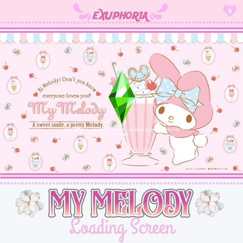 Here's a loading screen for the sims 4 featuring My Melody❤❤ Cc Folder, Loading Screen, Sims 4 Cc Folder, Sims4 Cc, Cc Sims, Pc Gamer, Sims 4 Mods, My Melody, Sims 3