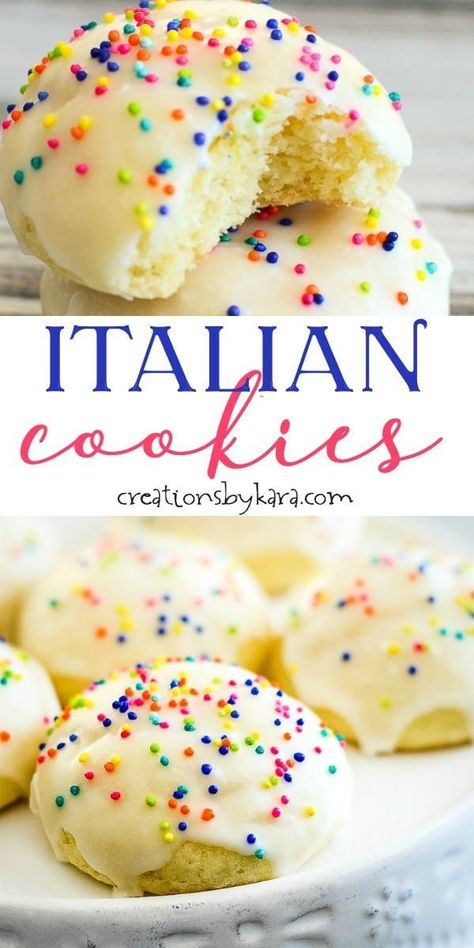 Best Italian Cookie Recipe, Italian Christmas Cookie Recipes, Cookies With Sprinkles, Italian Desserts Easy, Christmas Cookies Recipe, Italian Wedding Cookies, Soft Cookie Recipe, Italian Christmas Cookies, Italian Cookie Recipes