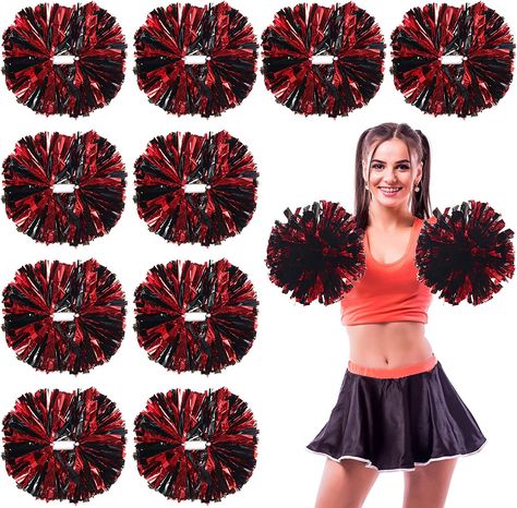 Diy Pom Poms Cheerleader, Pompoms Cheerleading, Pom Pom Cheerleading, Cheerleading Diy, Cheerleader Pom Poms, Cheerleading Pom Poms, Cheer Pom Poms, Dance Props, Red And Black Outfits