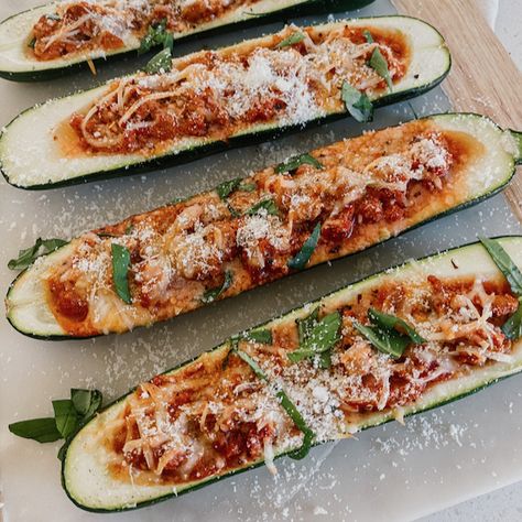 One of my favorite healthy dinners! Zucchini boats are so easy to make and they are great for meal prep as well. Zucchini Boats Mediterranean, Whole 30 Zucchini Boats, Zucchini Sausage Boats, Zucchini Boat Recipes Sausage, Sausage Stuffed Zucchini Boats Food Network, Zucchini Boats, Organic Tomatoes, Gluten Free Cooking, Quick Cooking